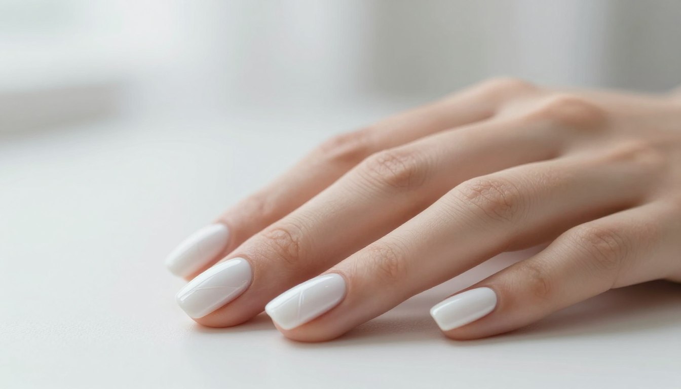 minimalist white nails
