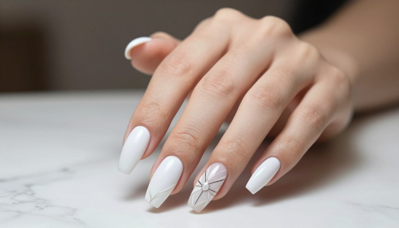 white acrylic nails