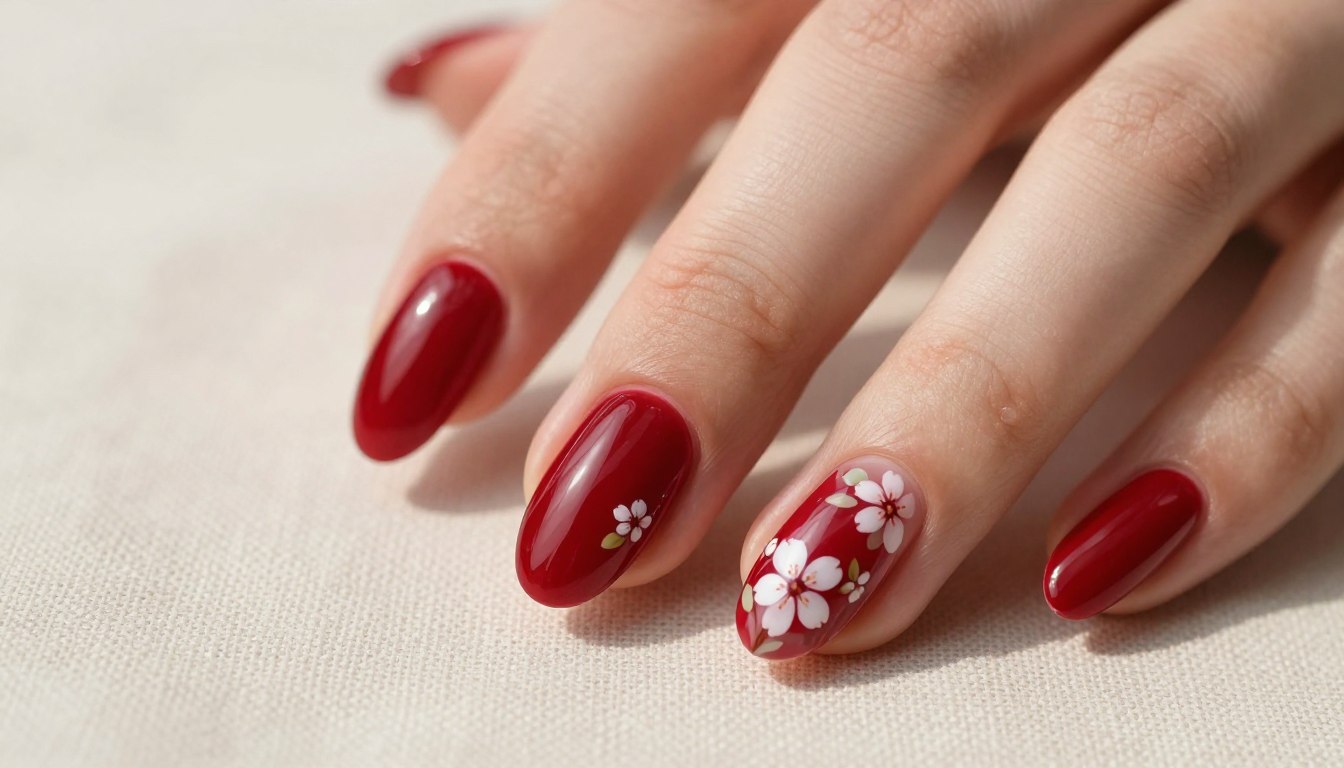 almond cherry nails