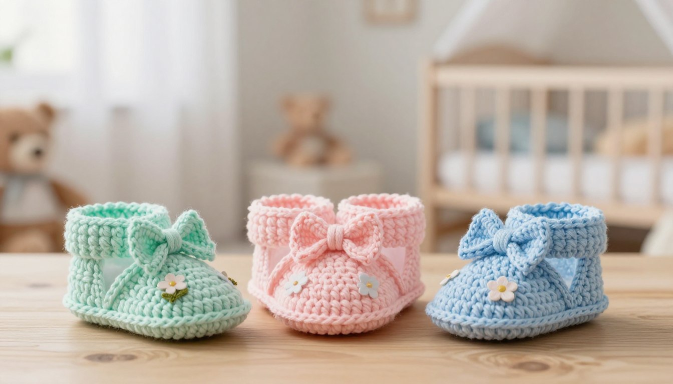 modern handmade baby booties
