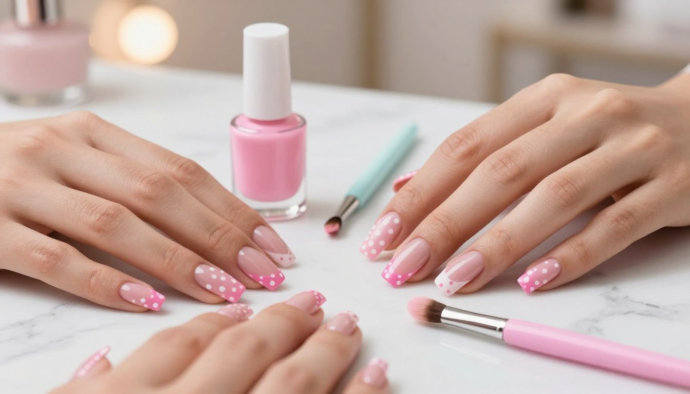 pink french tip nails