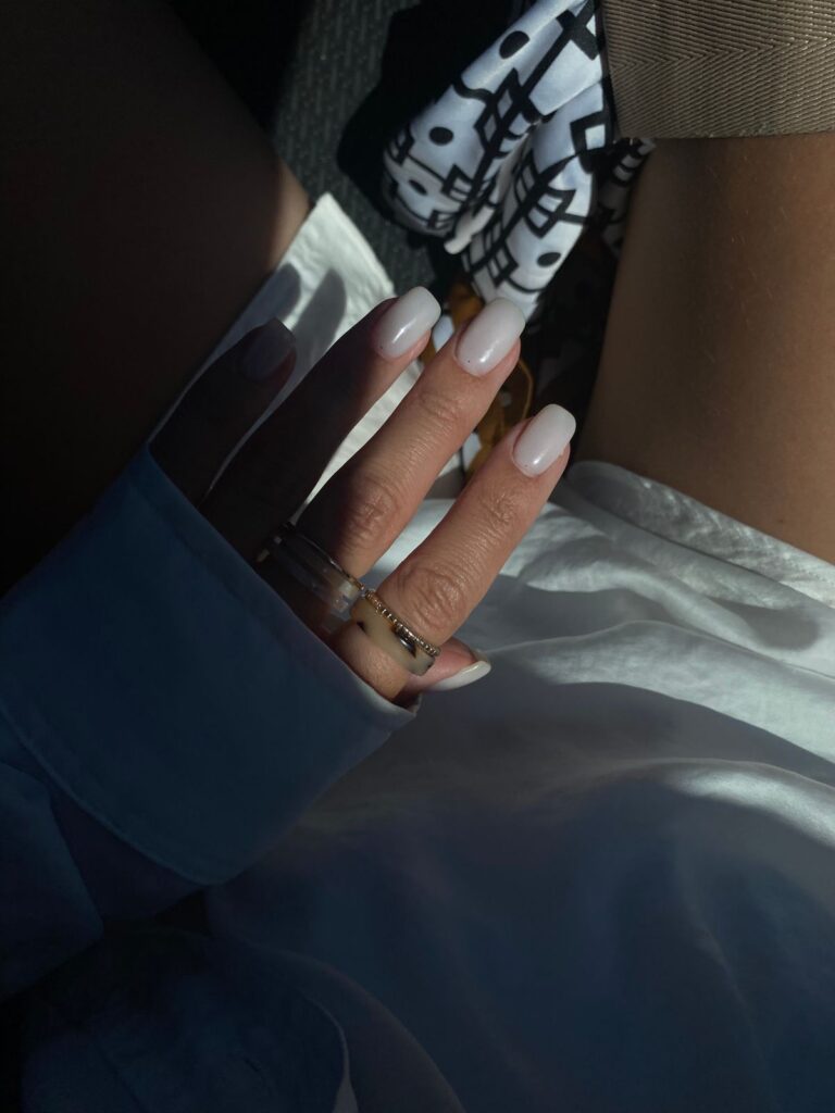 Person hand with nail polish